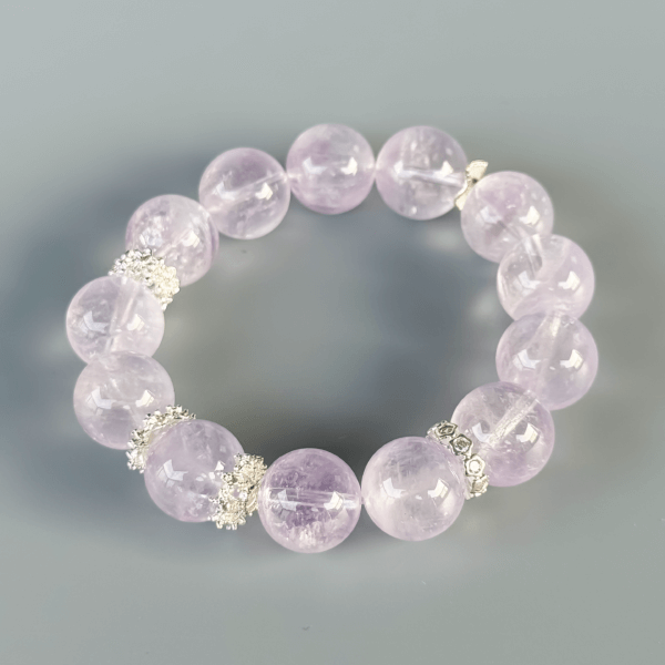 Light purple crystal bead bracelet with silver accents