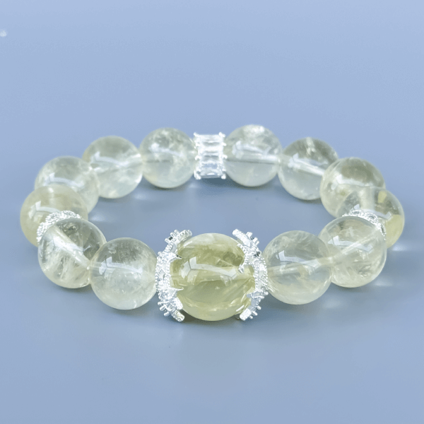 Yellow Azeztulite Crystal Bracelet with Silver Accents