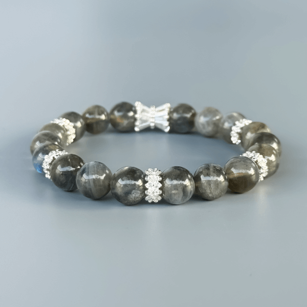 Labradorite Bead Bracelet with Silver Accent Spacers