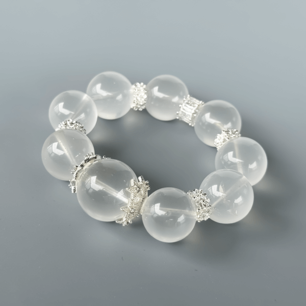 Clear Crystal Bead Bracelet on Gray Background