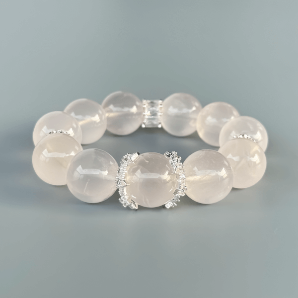 Lavender Amethyst Beaded Bracelet with Silver Details
