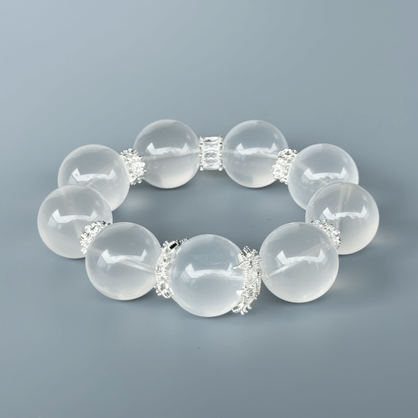 Clear Crystal Bead Bracelet on Gray Background
