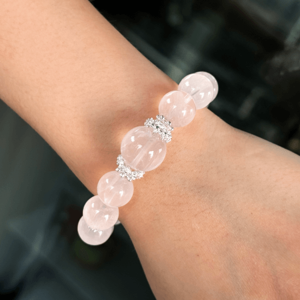 Rose Quartz Bracelet on Wrist