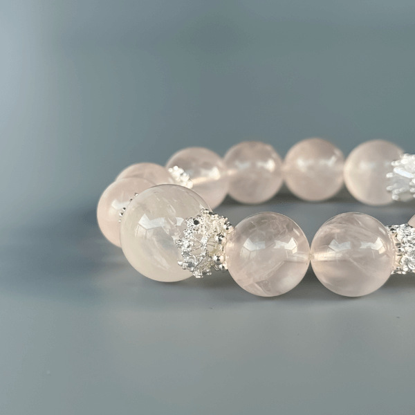 Polished Rose Quartz Bead Bracelet