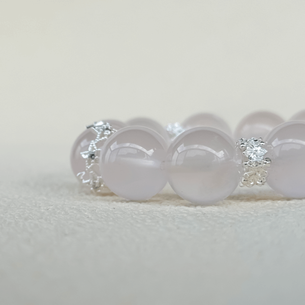 Rose Quartz Crystal Bracelet with Silver Details