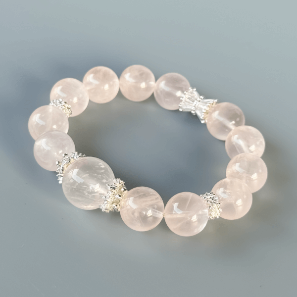 Polished Rose Quartz Bead Bracelet