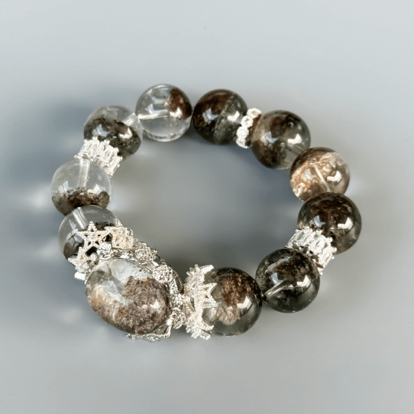 Green Ghost Phantom crystal bead bracelet with transparent crystals and silver details