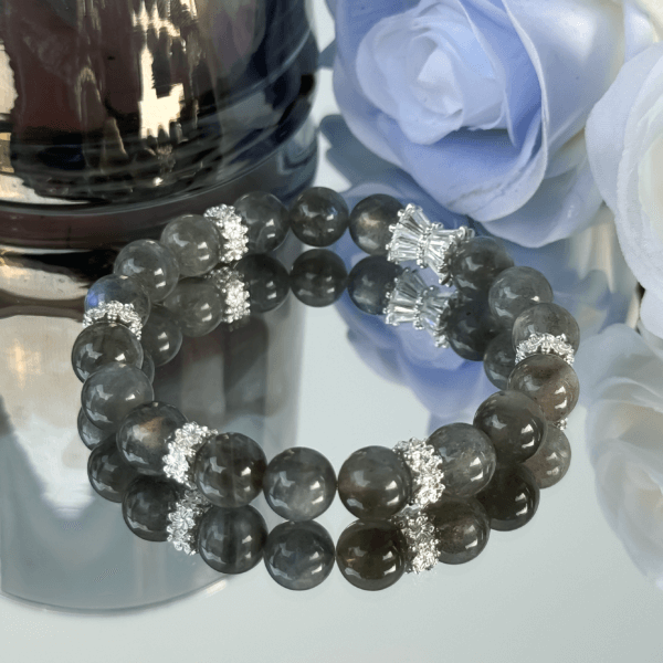 Labradorite Double-Strand Bracelet with Sparkling Accent Rings