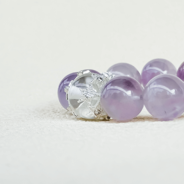 Lavender Amethyst Bead Bracelet Close-Up