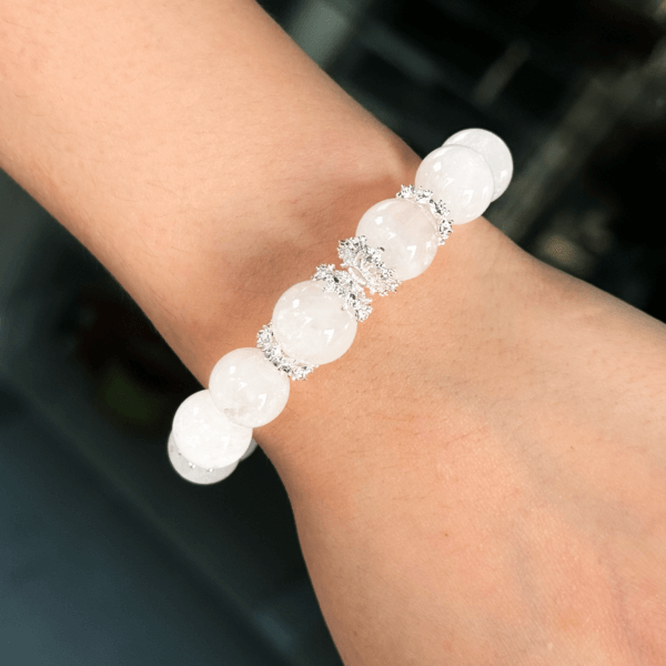 Snowflake Quartz Crystal Bracelet with Silver Accents