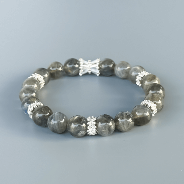 Labradorite Bead Bracelet with Silver Accent Spacers