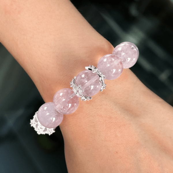 Lavender Amethyst Crystal Bead Bracelet with Silver Accents