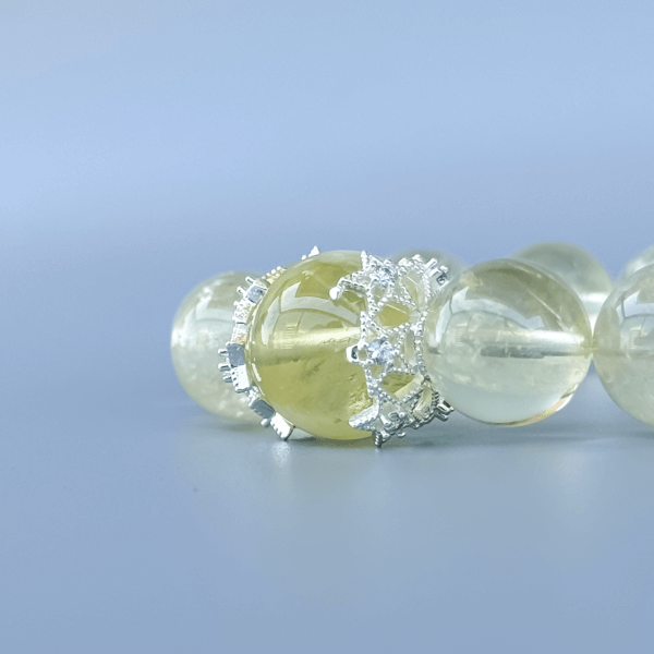 Yellow Azeztulite Crystal Bracelet with Silver Accents