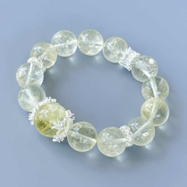 Yellow Azeztulite Crystal Bracelet with Silver Accents