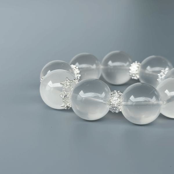 Clear Crystal Bead Bracelet on Gray Background
