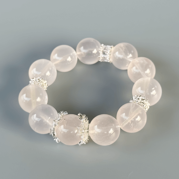 Lavender Amethyst Beaded Bracelet with Silver Details