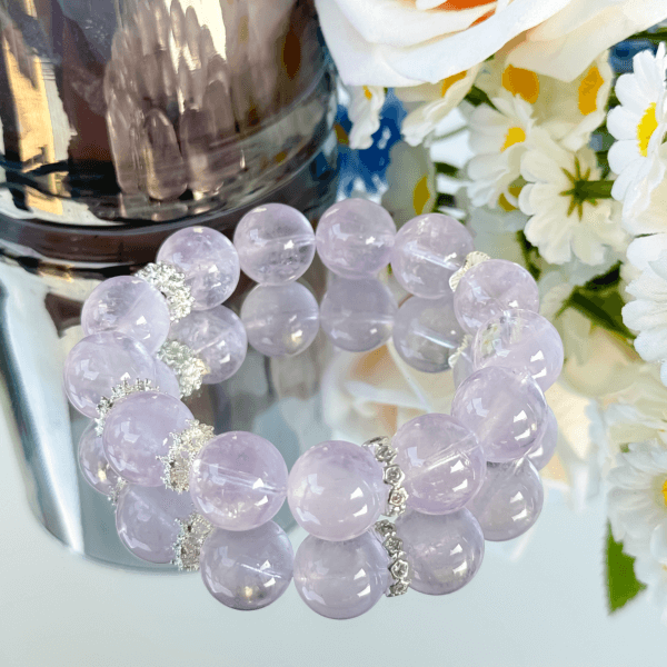 Light Purple Crystal Bead Bracelet with Silver Spacers