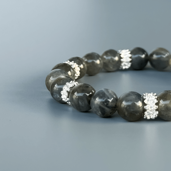 Labradorite Bead Bracelet with Silver Accent Spacers