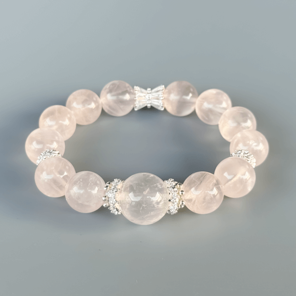 Polished Rose Quartz Bead Bracelet