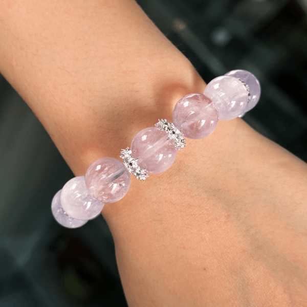 Purple Crystal Bead Bracelet Worn on Hand