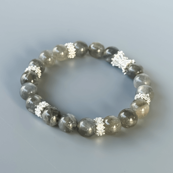 Labradorite Bead Bracelet with Silver Accent Spacers