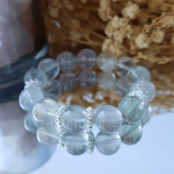 Green Ghost Phantom Crystal Bead Bracelet with Elegant Silver Spacers