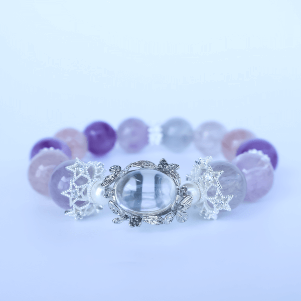 Super Seven Amethyst bead bracelet product display on white background