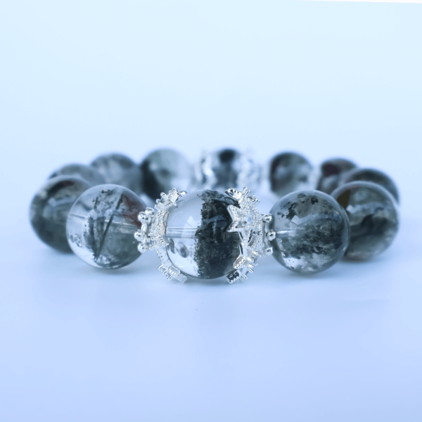 Green Ghost Phantom bracelet with clear round beads and decorative spacers
