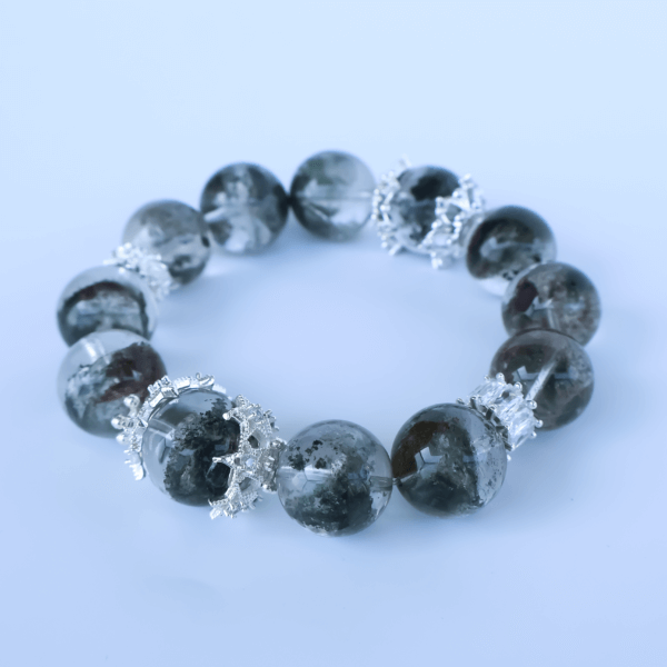 Green Ghost Phantom bracelet with clear round beads and decorative spacers