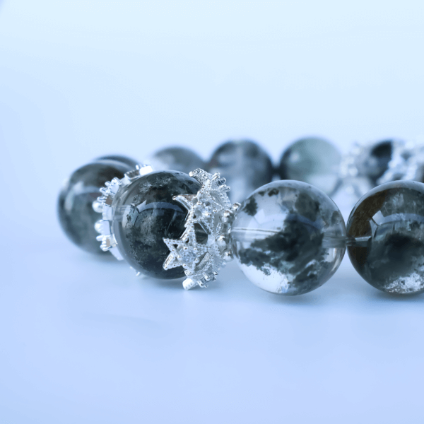Green Ghost Phantom bracelet with clear round beads and decorative spacers