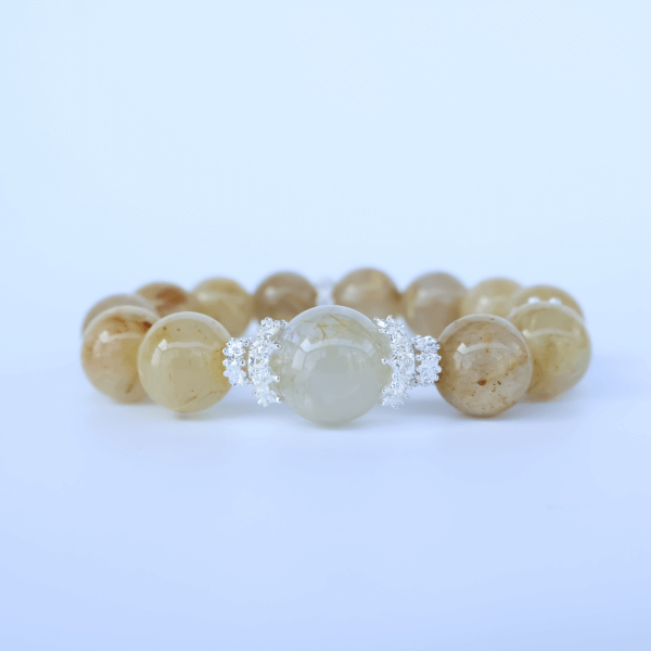 Golden Rutilated Quartz Bracelet with Shimmering Beads