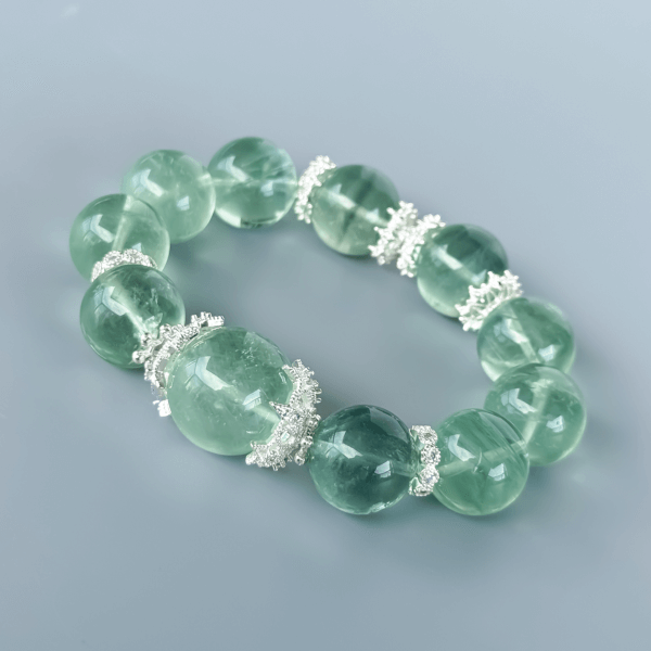 Green Fluorite Crystal Bead Bracelet with Sparkling Accents