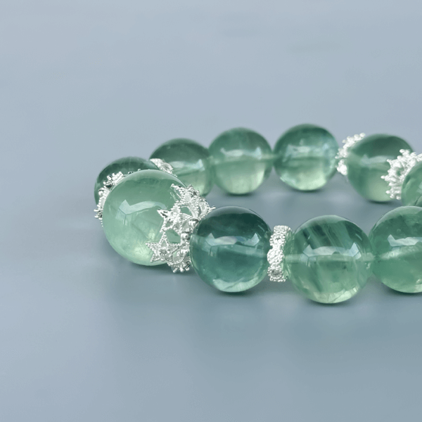 Green Fluorite Crystal Bead Bracelet with Sparkling Accents
