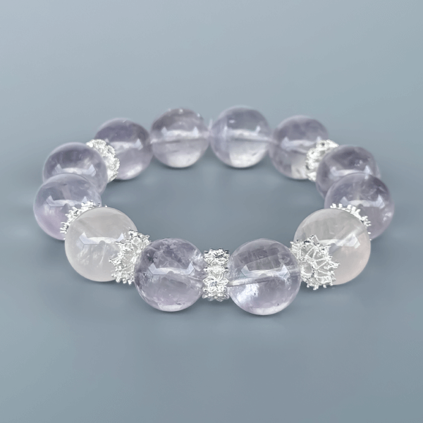 Purple Rabbit Hair Crystal Bead Bracelet close-up