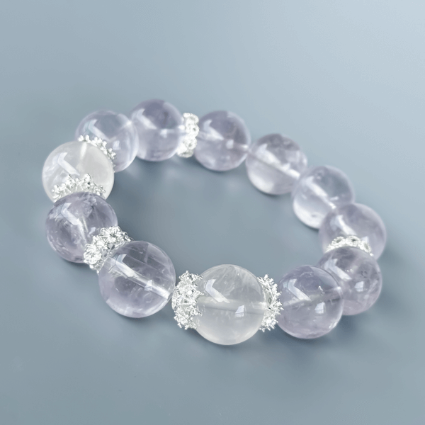 Purple Rabbit Hair Crystal Bead Bracelet close-up