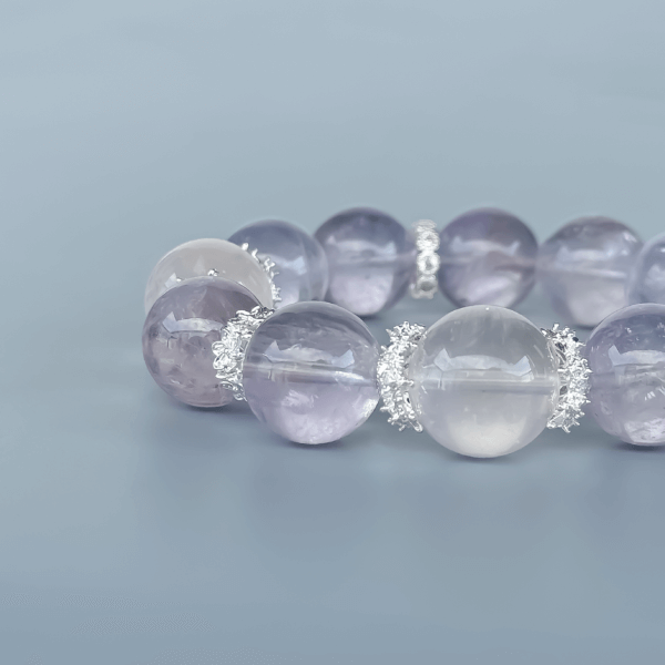 Purple Rabbit Hair Crystal Bead Bracelet close-up