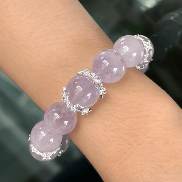 Purple Rabbit Hair Crystal Bracelet on Wrist