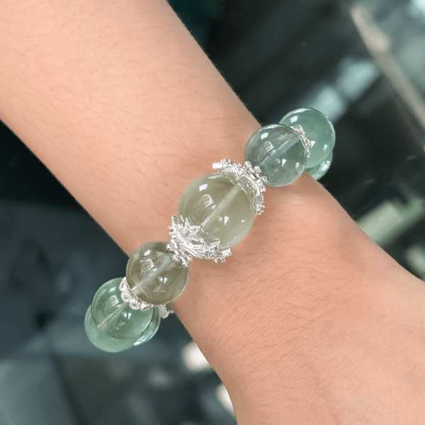 Green Fluorite Crystal Bracelet on Wrist