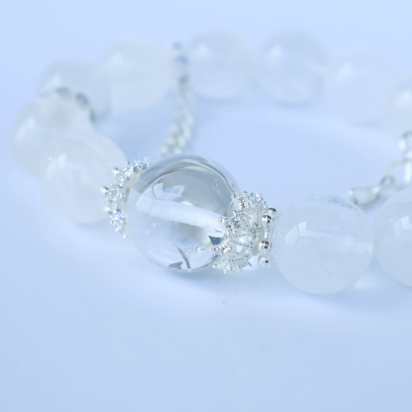 Snowflake Phantom Quartz crystal bracelet with chain clasp