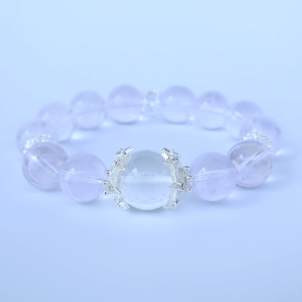 Bolivian Amethyst Crystal Bead Bracelet with silver decorative spacers