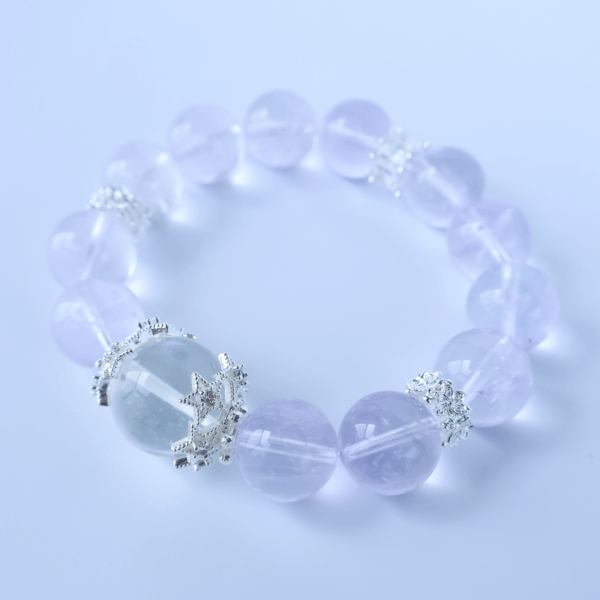 Bolivian Amethyst Crystal Bead Bracelet with silver decorative spacers