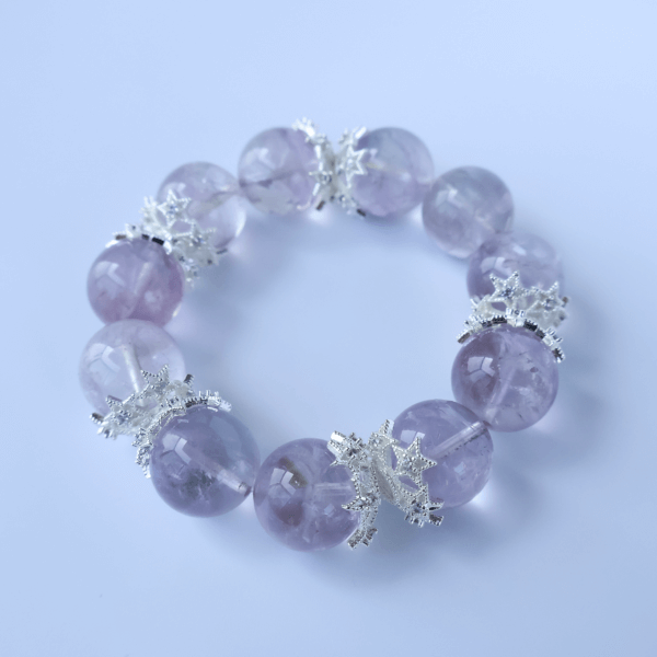 Purple Rabbit Hair Crystal Bead Bracelet on white background