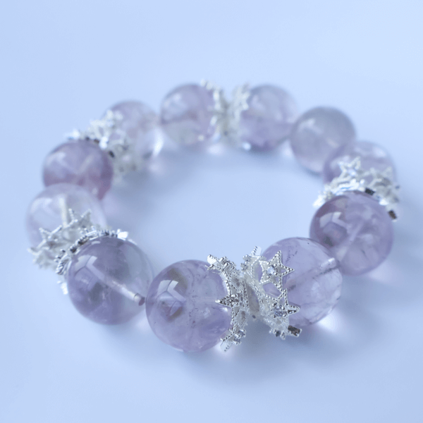 Purple Rabbit Hair Crystal Bead Bracelet on white background