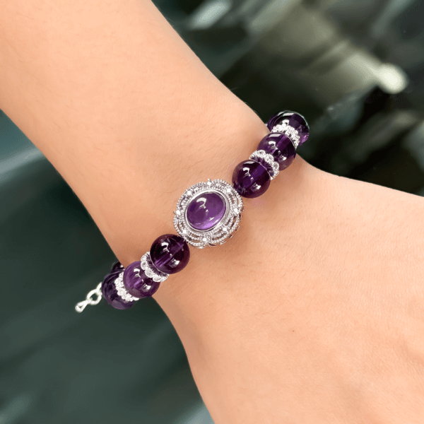 Uruguayan Amethyst Bracelet on Wrist