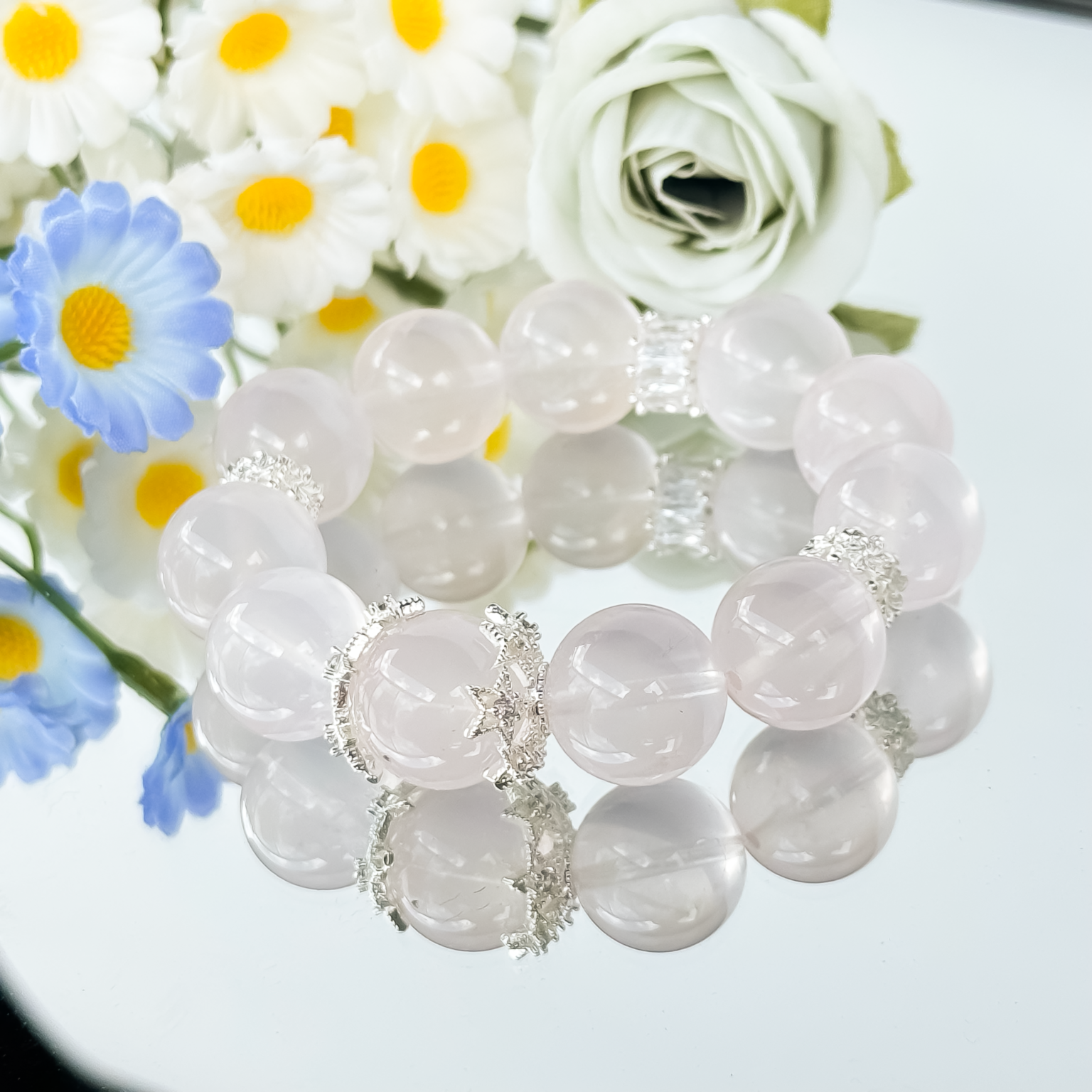 Lavender Amethyst Crystal Bracelet with Silver Accents