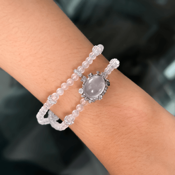 Moonstone Crystal Bead Bracelet Worn on Wrist