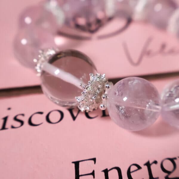 Close-up of Lavender Amethyst Bracelet with Silver Details