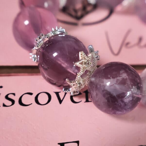 Close-Up of Purple Quartz Bracelet with Silver Details