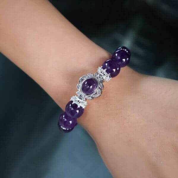 Amethyst Crystal Bracelet on Wrist