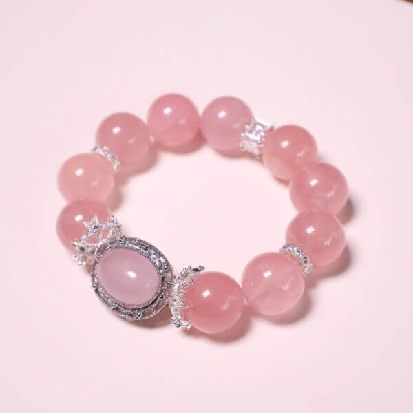 Elegant Rose Quartz Beaded Bracelet for Love and Stress Relief